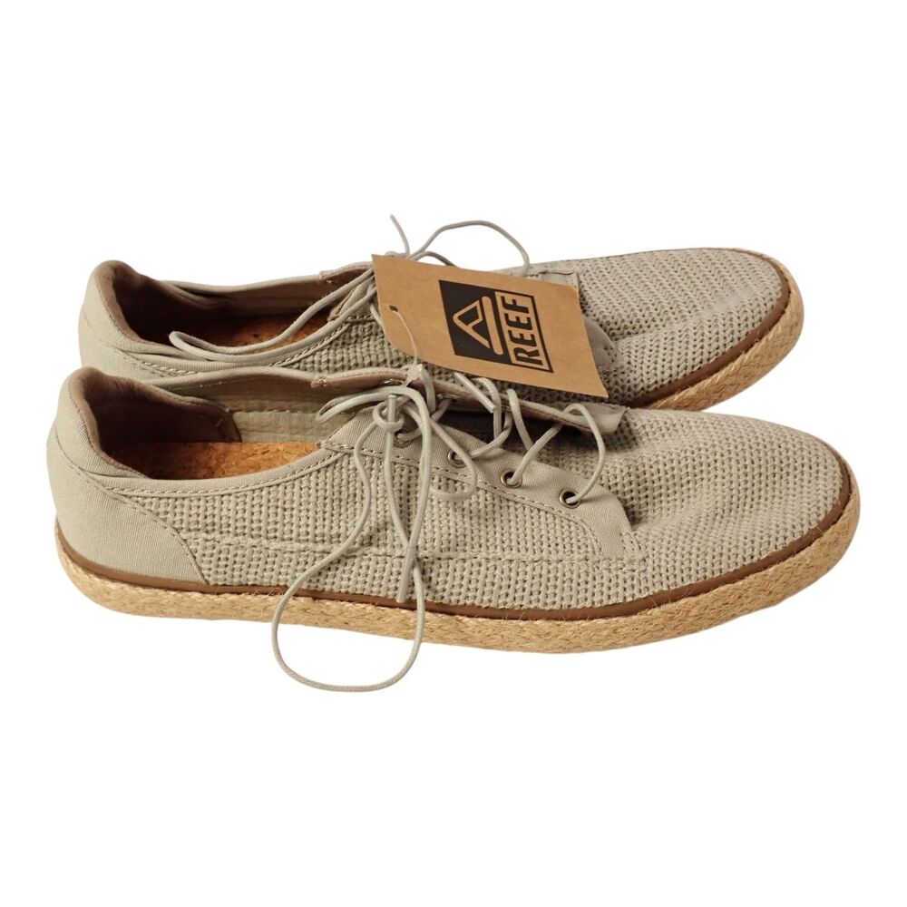 Reef Iris Shoes Womens 8 Woven Knit Lace Up Jute Espadrille Cork Insole Grey